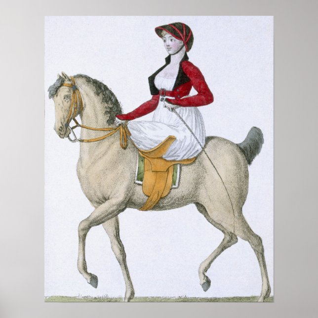 Póster Lady riding sidesaddle, from 'Costumes Parisien', (Frente)