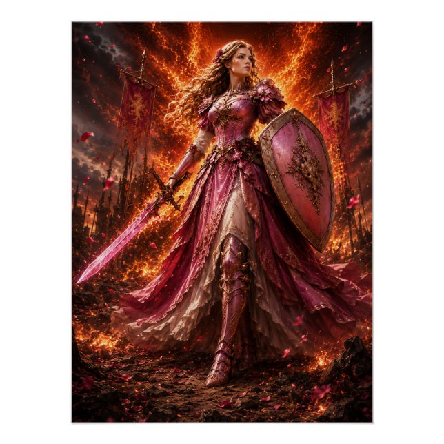 Póster Lady Rosaline Brightshield – Guardiana Rosefire (Anverso)
