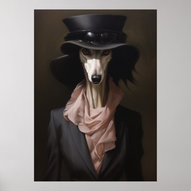 Póster Lady Saluki Top Hat (Frente)