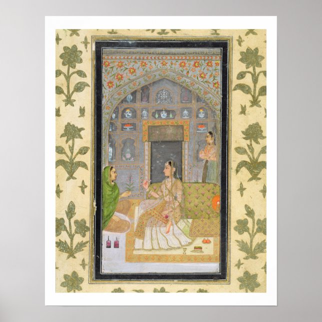 Póster Lady seated in a Pavilion with attendants, from th (Frente)