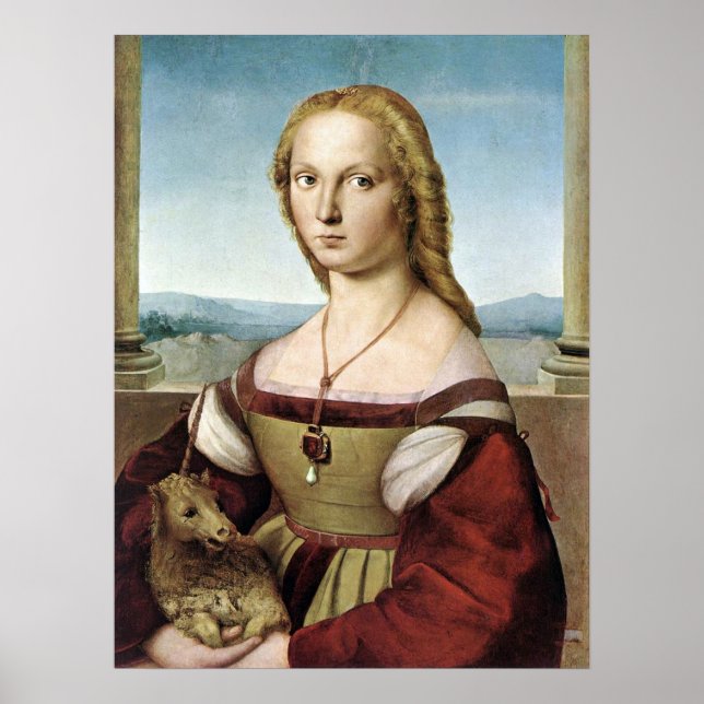 Póster Lady with Unicorn - Raphael - c1506 (Frente)