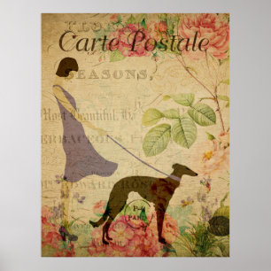Póster Lady y Greyhound Vintage Poster de Postales France