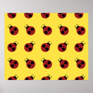 Póster Ladybug 60s retro fresco amarillo