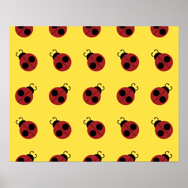 Póster Ladybug 60s retro fresco amarillo (Frente)