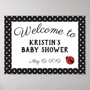 Póster Ladybug baby shower welcome sign poster