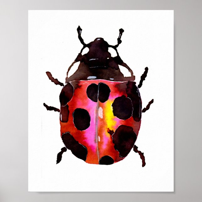 Póster Ladybug de acuarela (Frente)