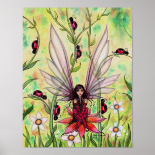 Póster Ladybug Fairy Fantasy Art Ilustracion por