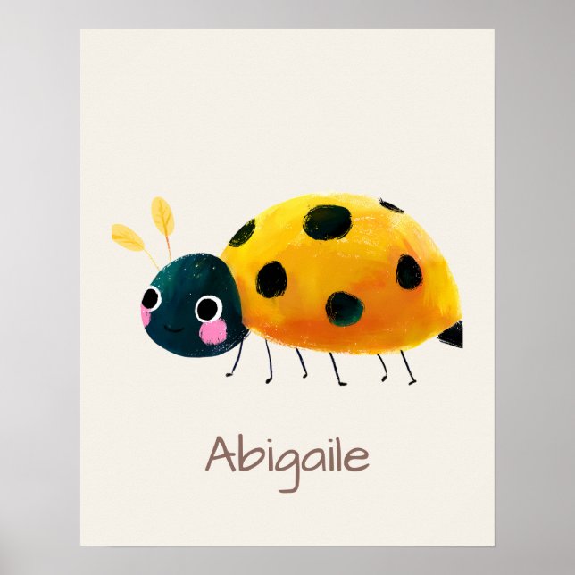 Póster Ladybug Nursery Name Wall Art Print (Frente)
