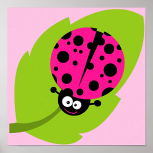 Póster Ladybug rosa caliente