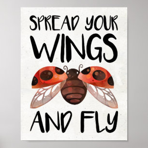 Póster Ladybug Wall Art Decor - Spread Your Wings and Fly