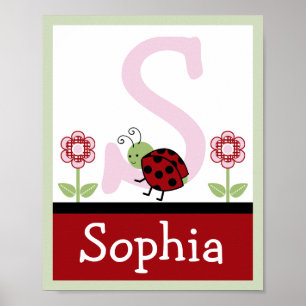 Póster Ladybug y Flower Letter & Name Wall Art Poster