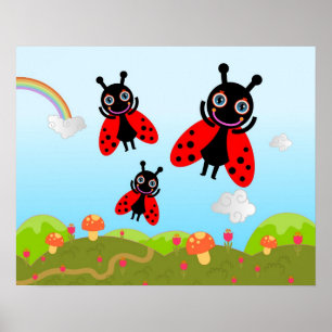 Póster Ladybug y hongos