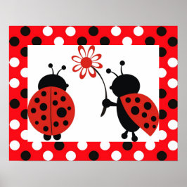 Póster Ladybugs con Poster de flores