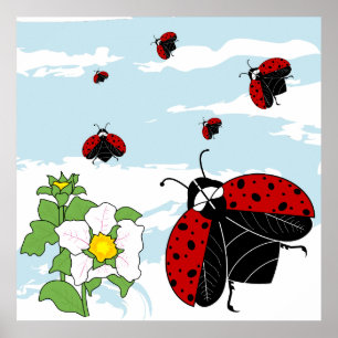 Póster ladybugs en vuelo