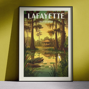 Póster Lafayette Louisiana Antiguo