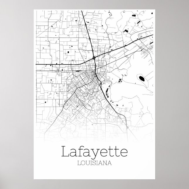 Póster Lafayette Map - Louisiana - Poster de mapas de la  (Frente)