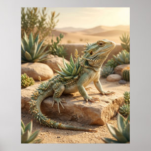 Póster Lagarto Aloe Sol del Desierto