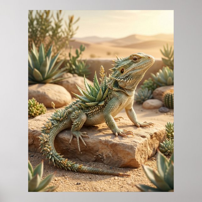 Póster Lagarto Aloe Sol del Desierto (Frente)