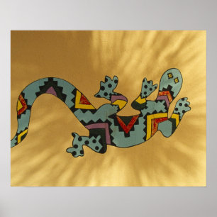 Póster lagarto de gecko pintado en la pared, Tucson, Ariz