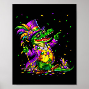 Póster Lagarto de Mardi Gras para niños chicos hombres jo