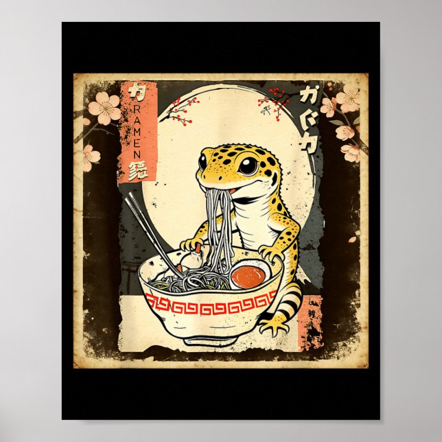 Póster Lagarto Geco Leopardo Ramen Geco Crestada Japonesa (Frente)