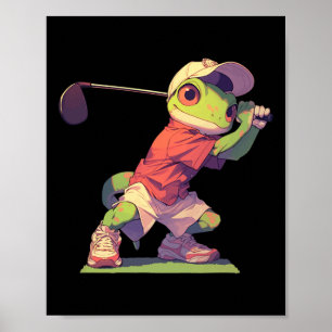 Póster Lagarto jugador de golf divertido jugador de golf