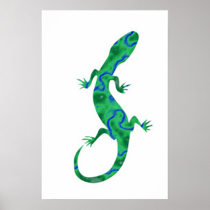 Póster Lagarto verde