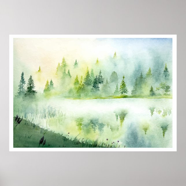 Póster Lago acuático de niebla (Frente)