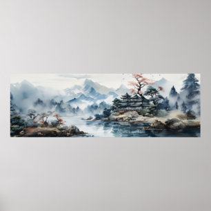 Póster Lago acuático japonés