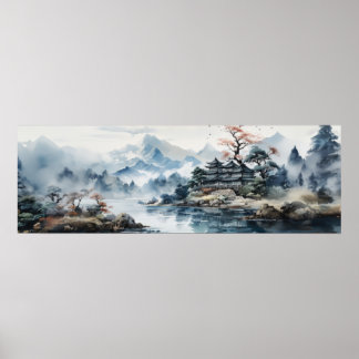 Póster Lago acuático japonés