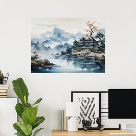 Póster Lago acuático japonés