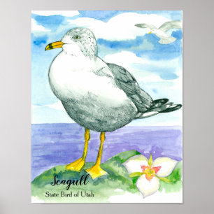Póster Lago acuático Seagull White Ocean Bird