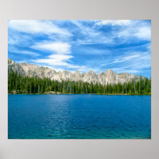 Póster Lago alpino y los Sawtooths