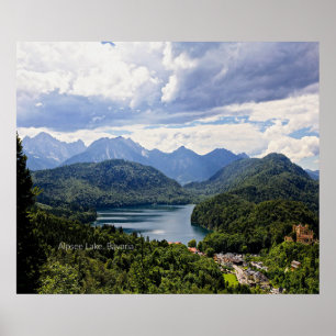 Póster Lago Alpsee, Baviera, Alemania