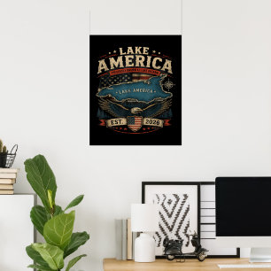Póster Lago América EE. UU. Anteriormente Divertido Patri