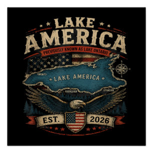 Póster Lago América EE. UU. Anteriormente Divertido Patri