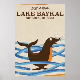 Póster lago Baykal Sello Vintage poster de viajes