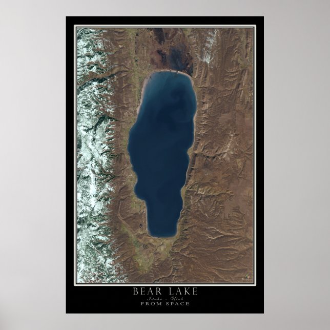 Póster Lago Bear Idaho - Utah Desde Mapa De Satélites Esp (Frente)