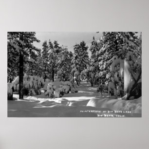 Póster Lago Big Bear, CA en la nieve de invierno