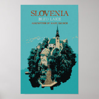 Póster Lago Bled, Alpes Julianos, Eslovenia