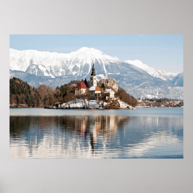 Póster Lago Bled en invierno, Eslovenia (Frente)
