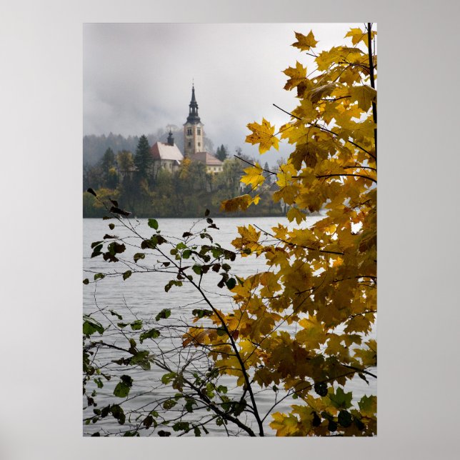 Póster Lago Bled en otoño (Frente)