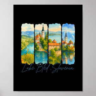 Póster Lago Bled Eslovenia Viaje Viaje Pincelada Recuerdo