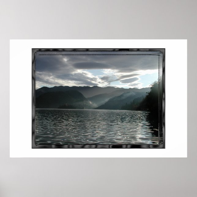Póster Lago Bled, vista al atardecer (Frente)