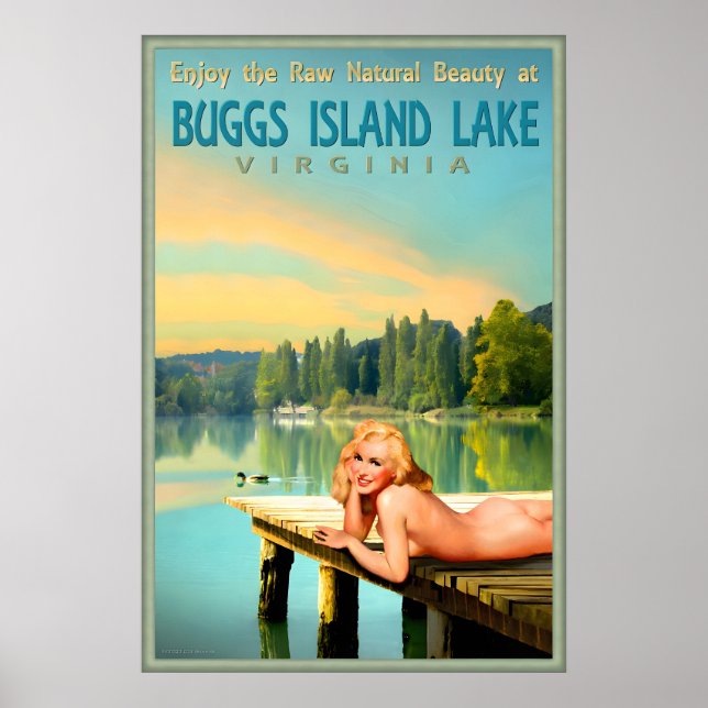 Póster Lago Buggs Island Virginia Marilyn Monroe Pin U (Frente)