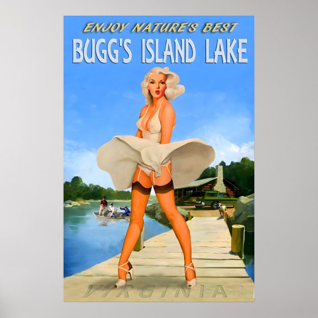 Póster Lago Bugg's Island Virginia Marilyn Monroe Viajes (Frente)