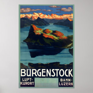 Póster Lago Bürgenstock Lucerna Suiza Vintage