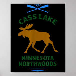 Póster Lago Cass Minnesota Northwoods al aire libre pesca