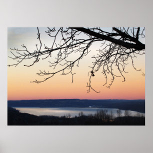 Póster Lago Cayuga en la puesta del sol