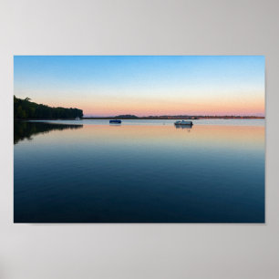 Póster lago champlain amanecer en la bahía de saint alban